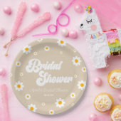 ブラウンタンレトロデイジーフラワーフローラブライダルシャワー ペーパープレート (パーティー)
