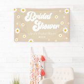 ブラウンタンレトロデイジーフラワーフローラブライダルシャワー 横断幕 (インサイチュ)