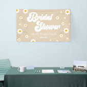 ブラウンタンレトロデイジーフラワーフローラブライダルシャワー 横断幕 (トレードショー)