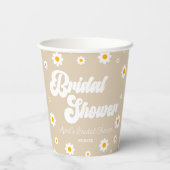 ブラウンタンレトロデイジーフラワーフローラブライダルシャワー 紙コップ (裏面)