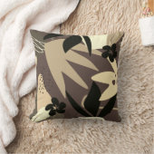 ブラウンタン&ベージュ芸術的抽象芸術トロピカル クッション (ブランケット)