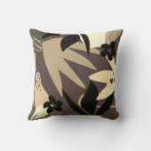 ブラウンタン&ベージュ芸術的抽象芸術トロピカル クッション (裏面)