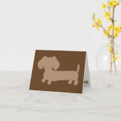 ブラウンタンDachshundsノートカ男らしード カード (黄色い花)