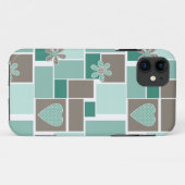 ブラウンターコイズのスクエアパッチのパッチワーク Case-Mate iPhoneケース (裏面(横))