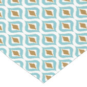 ブラウンターコイズティール(緑がかった色)ブルーイカットオジーアートパターン ショートテーブルランナー (コーナー)