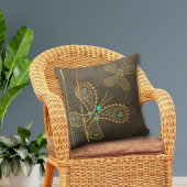 ブラウンターコイズボホバタフライダブルサイド クッション