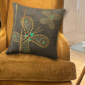 ブラウンターコイズボホバタフライダブルサイド クッション