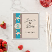 ブラウンターコイズ結婚バンドナプキン スタンダードカクテルナプキン (インサイチュ)