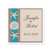 ブラウンターコイズ結婚バンドナプキン