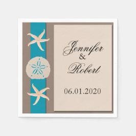 ブラウンターコイズ結婚バンドナプキン スタンダードカクテルナプキン