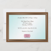 ブラウンターコイズ蝶ベビーシャワー招待状 招待状 (裏面)