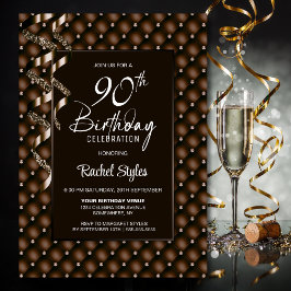 ブラウンダイヤモンドパターン90th誕生日パーティー 招待状
