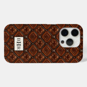 ブラウンダイヤモンドレザーモノグラム Case-Mate iPhoneケース (裏面 (横))
