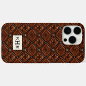 ブラウンダイヤモンドレザーモノグラム Case-Mate iPhoneケース (裏面 (横))