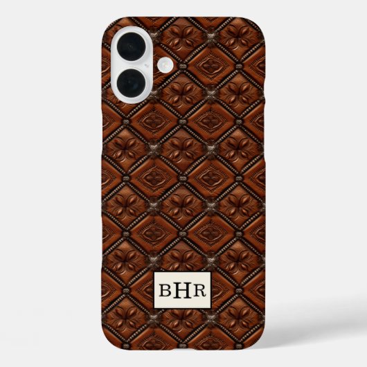 ブラウンダイヤモンドレザーモノグラム Case-Mate iPhoneケース (裏面)