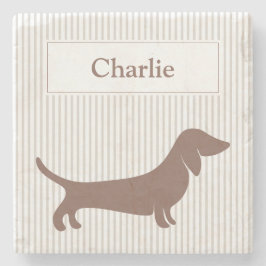 ブラウンダシュンドオンベージュストライプ名前をカスタムする ストーンコースター