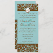 ブラウンダマスクオンアクアブルー結婚式招待状 招待状 (正面/裏面)