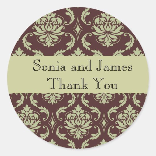 ブラウンダマスクパーソナライズされたステッカー ラウンドシール (正面)