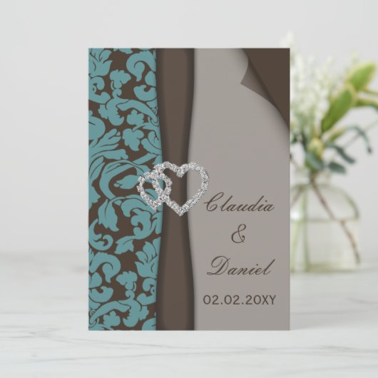 ブラウンダマスクフェイクリボンデザイン 招待状 (スタンド正面)