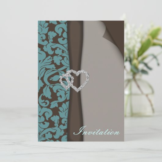 ブラウンダマスクフェイクリボンデザイン 招待状 (スタンド正面)