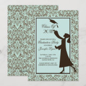 ブラウンダマスク卒業招待状シルエットグラッド 招待状 (正面/裏面)