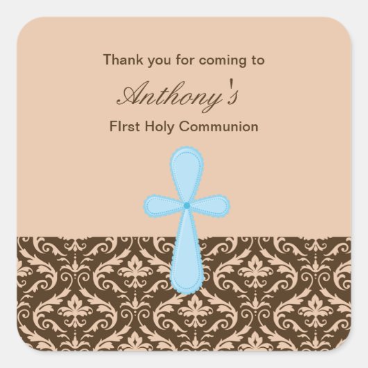 ブラウンダマスク少年たちステッカーありがとう スクエアシール (正面)