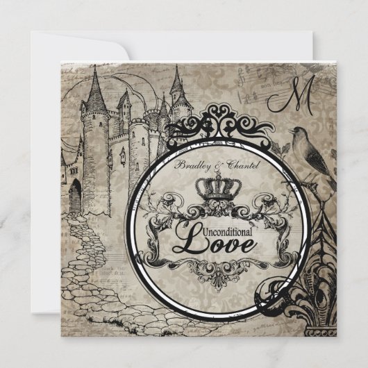 ブラウンダマスク無条件の愛の結婚式招待状 招待状 (正面)