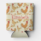 ブラウンチキンデザインパーソナライズ 缶クーラー (正面)