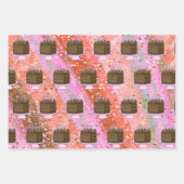 ブラウンチョコレートケーキとピンクチョコレートケーキ誕生日 ラッピングペーパーシート (正面2)