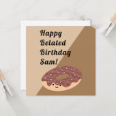 ブラウンチョコレートスプリンクルドーナツ |誕生日フラット カード (正面/裏面インサイチュ)