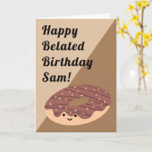 ブラウンチョコレートスプリンクルドーナツ |誕生日 カード (黄色い花)