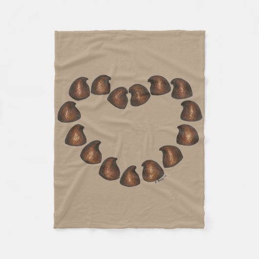 ブラウンチョコレートドロップキャンディハートラブスウィート フリースブランケット (正面)