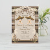 ブラウンツインズフィエスタバプティスアンドファースト誕生日ボーイ 招待状 (スタンド正面)