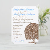 ブラウンツリーアクアブルーフォント結婚式招待状 招待状 (スタンド正面)