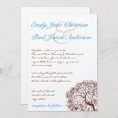 ブラウンツリーアクアブルーフォント結婚式招待状 招待状 (正面/裏面)