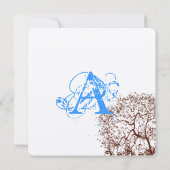 ブラウンツリーブライトブルーフォント日付の保存 セーブザデート (裏面)