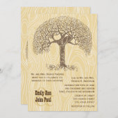 ブラウンツリーラブバードタンイエローウッドグレン結婚ズ 招待状 (正面/裏面)