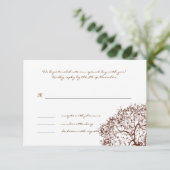 ブラウンツリー結婚式モノグラム返信カード 出欠カード (スタンド正面)