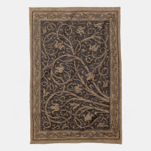 ブラウンツールドレザーアールヌーボーフローラ キッチンタオル (縦)