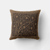 ブラウンツールドレザーアールヌーボーフローラ クッション (裏面)