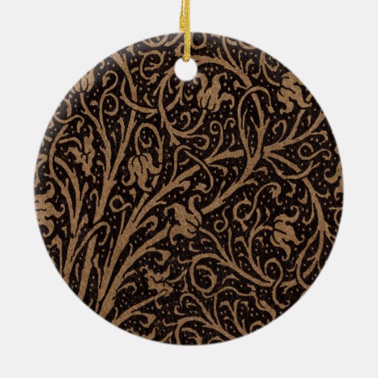 ブラウンツールドレザーアールヌーボーフローラ セラミックオーナメント (裏面)