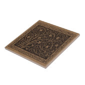 ブラウンツールドレザーアールヌーボーフローラ タイル (側面)