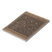 ブラウンツールドレザーアールヌーボーフローラ ノートパッド (回転)