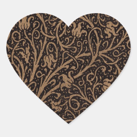 ブラウンツールドレザーアールヌーボーフローラ ハートシール (正面)