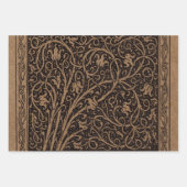 ブラウンツールドレザーアールヌーボーフローラ ラッピングペーパーシート (正面)