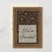 ブラウンツールドレザーアールヌーボーフローラ 招待状 (正面/裏面)