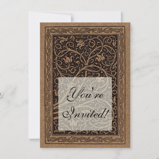ブラウンツールドレザーアールヌーボーフローラ 招待状 (正面)