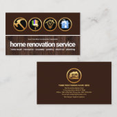 ブラウンティンバーウッド金ゴールド建築ハンドマンツール 名刺 (正面/裏面)