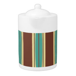 ブラウンティーポット(ターコイズ、ベージュ、ブラックデザイン付)