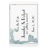 ブラウンティール(緑がかった色)アールデコポーシュ結婚式の保存日付 マグネット (縦)